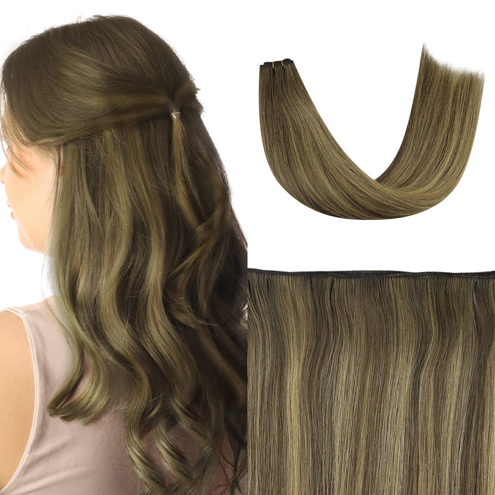 Full Shine Virgin Weft Brazilian 100% Human Hair Sew In Bundles Balayage Highlights (#BM)
