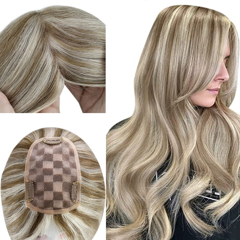 Full Shine Lace Wig Toppers 3*5 Inch Lace Base Hairpiece Highlights #P8/60