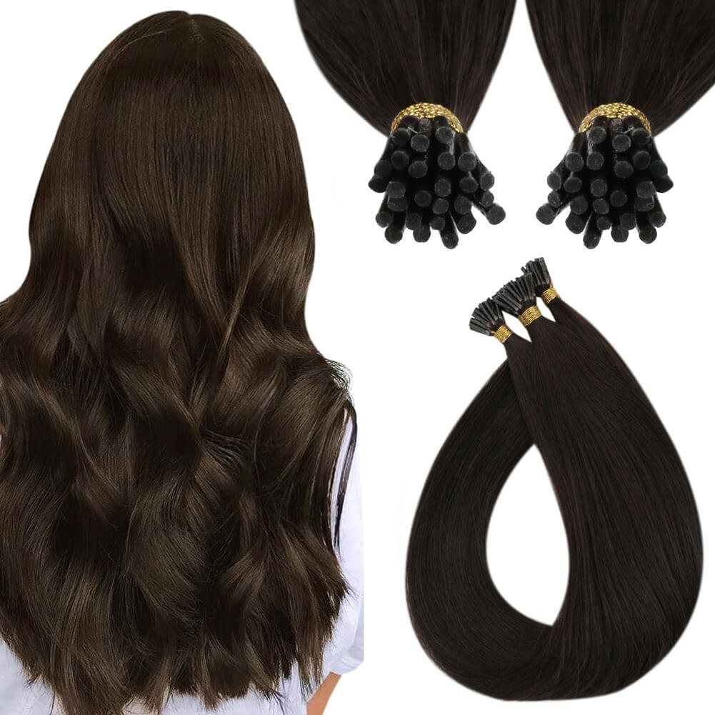 Full Shine I Tip Hair Extensions 100% Virgin Human Hair Dark Brown (#4)