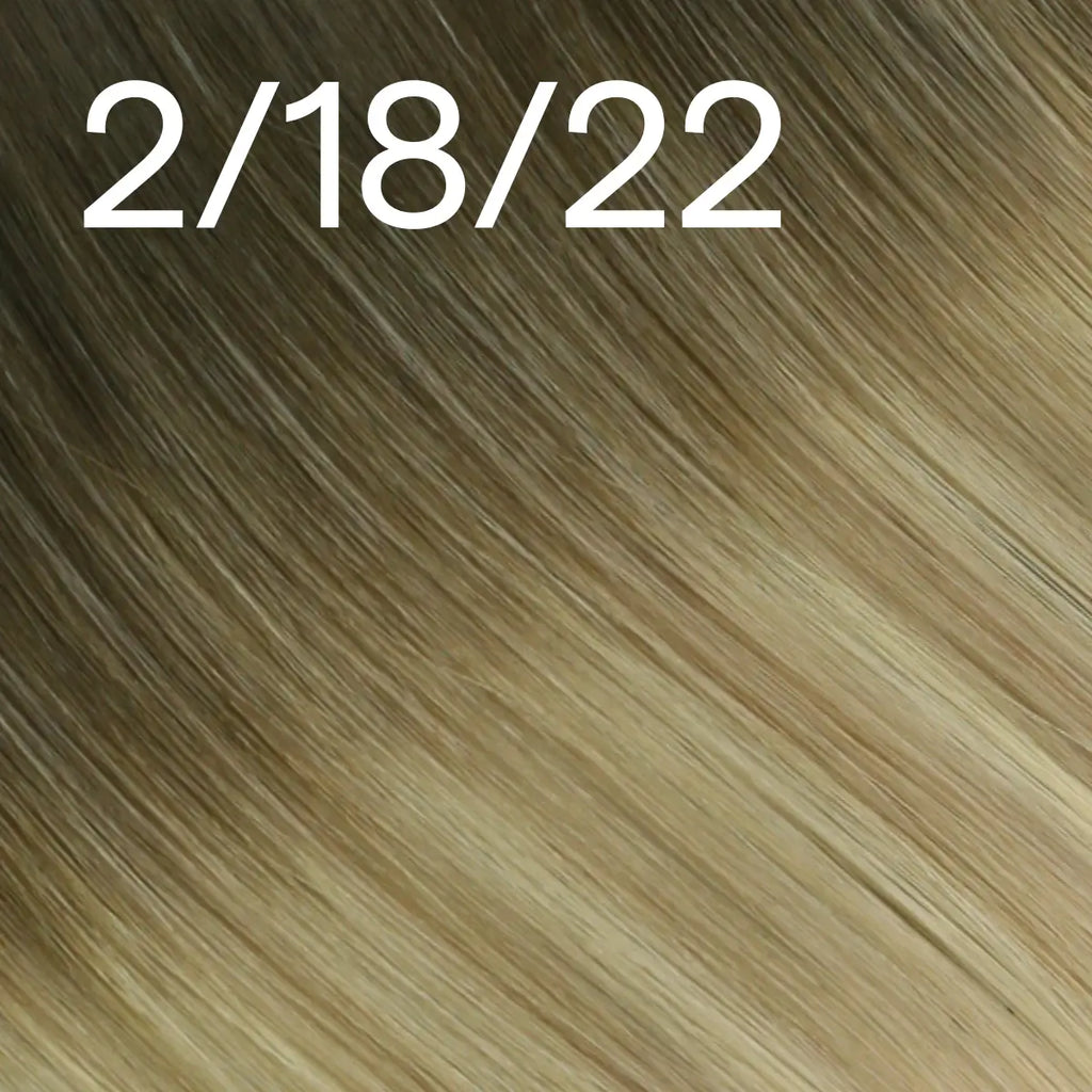Virgin XO Invisible Weft with PU Hole Hair Extensions Balayage Blonde #2/18/22