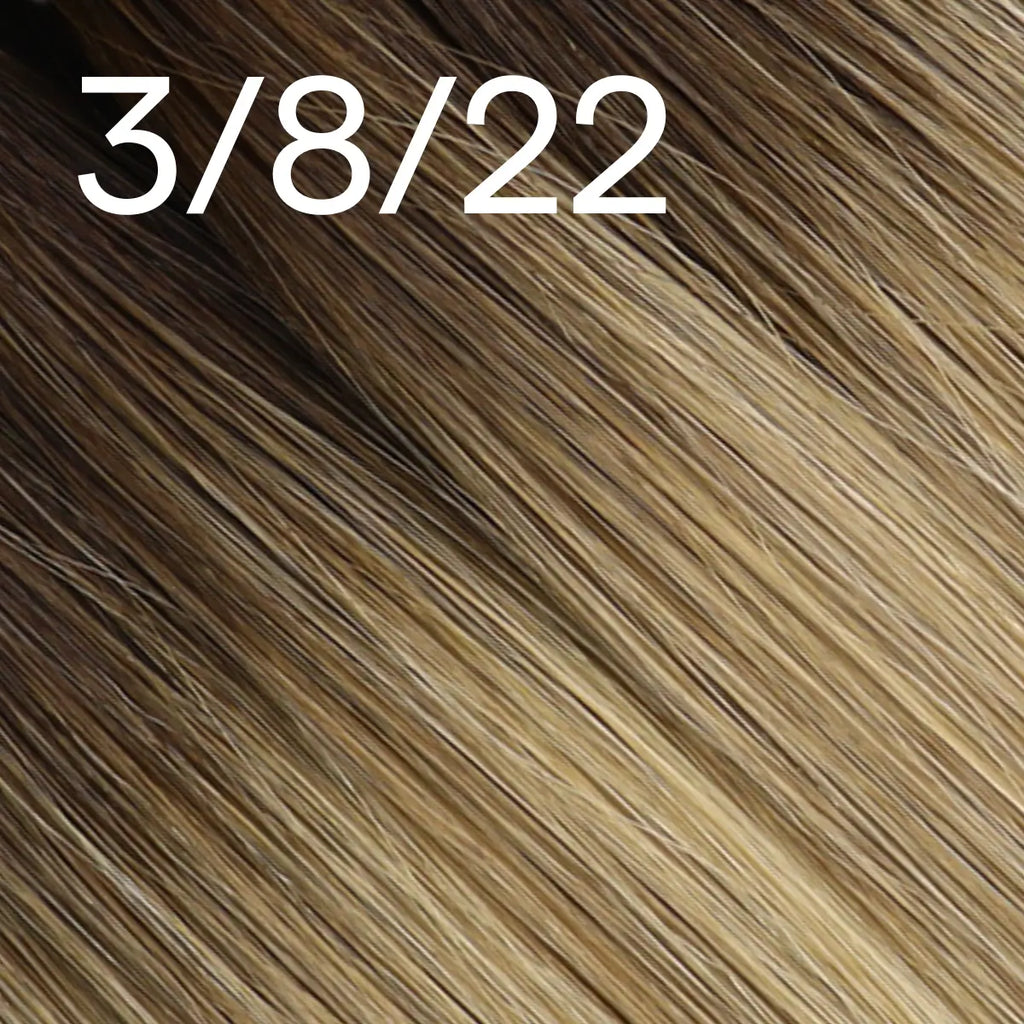 Virgin XO Invisible Weft with PU Hole Hair Extensions Blonde Balayage #3/8/22