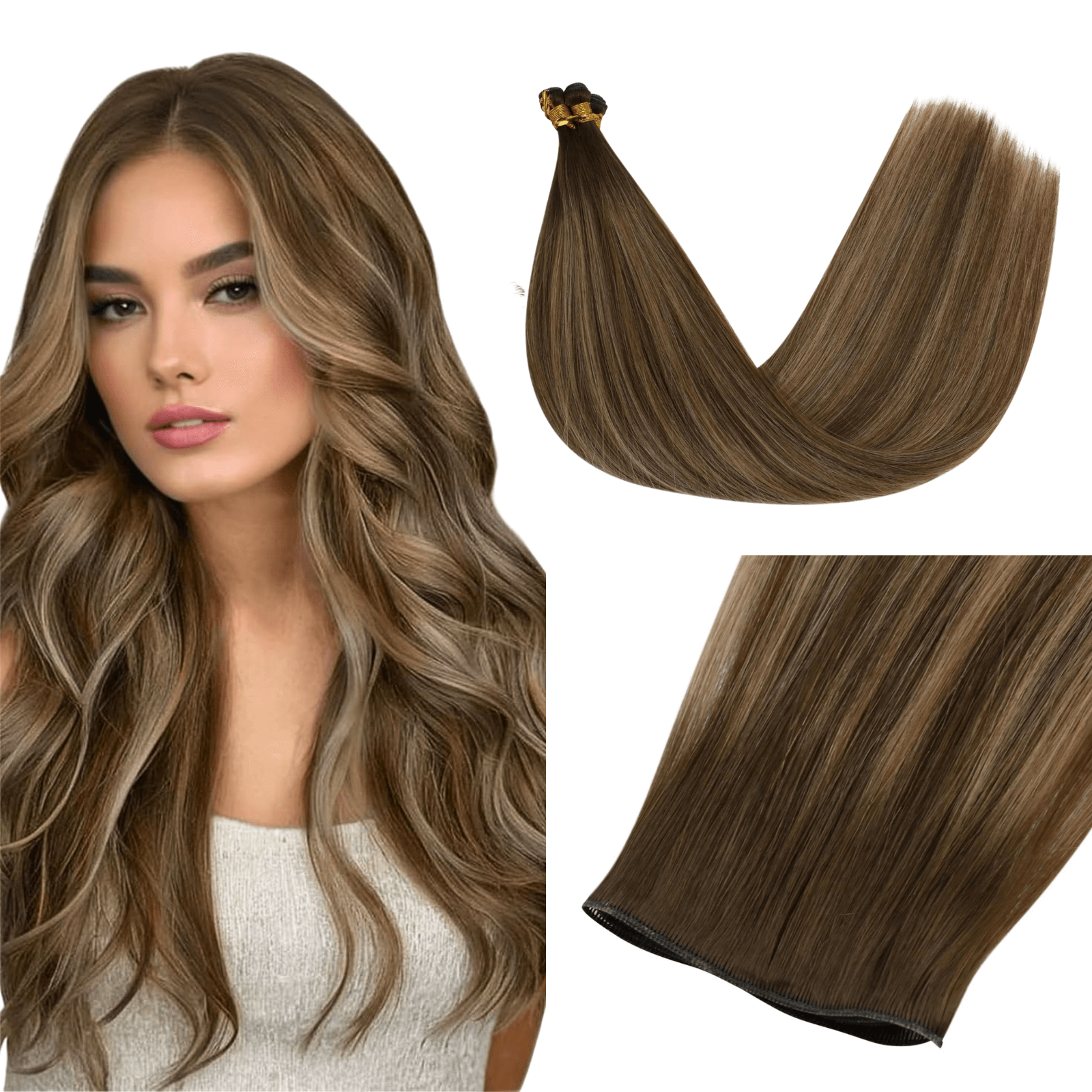 Best Genius Weft Hair Extensions 100% Virgin Hair Balayage Highlights ...