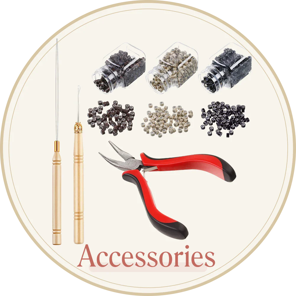 [SALE] Full Shine Accessory Hair Extensions Tool Kit !Hair Extension Pliers+500 Pcs Micro Beads+Pulling Needle-Clearance-Full Shine
