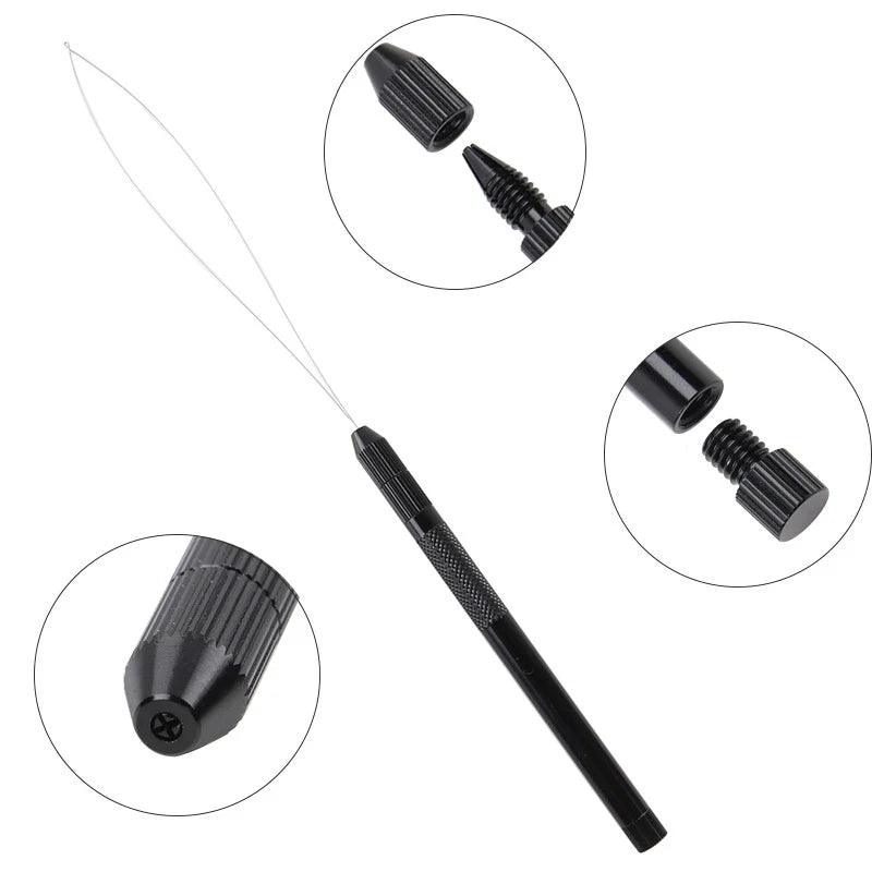 Full Shine Multi-Function Aluminum Hook Needle and Loop Threader Set for microbeads and beaded wefts
