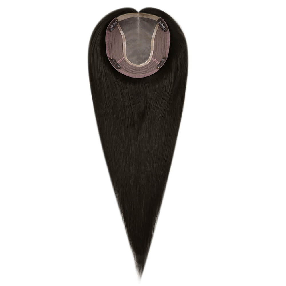 High Quality Virgin Hair Topper with a silk base, offering durability and a natural appearance that lasts, ideal for everyday use.