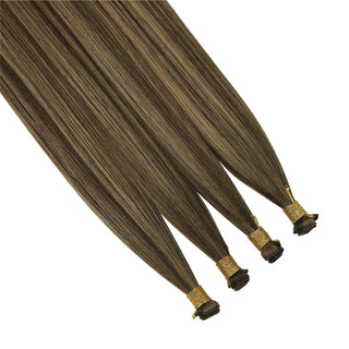 Virgin Handmade Hair Weft Hand Tied Weft Hair Extensions Full Shine 100% Virgin Human Balayage #DU
