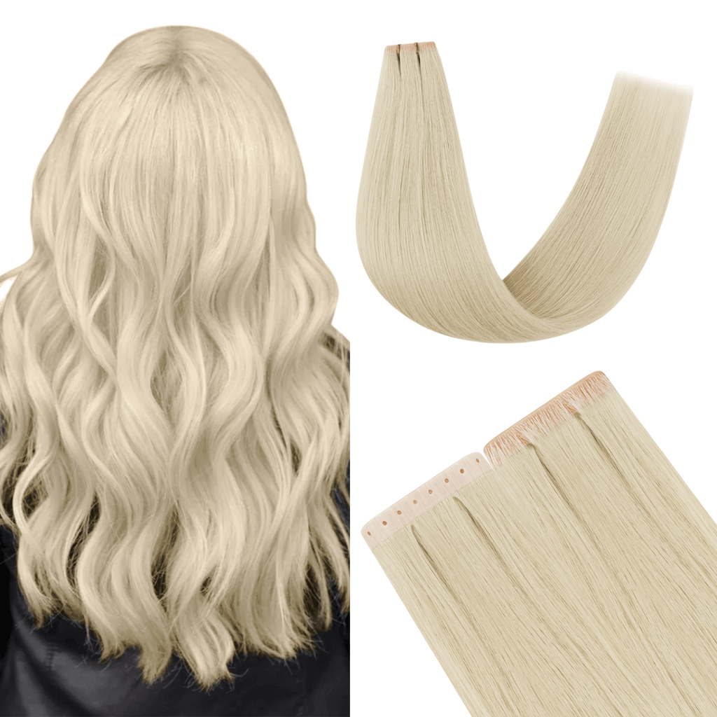  Fullshine Real Hair Extensions, Platinum Blonde Color, Seamless Weft, 24 Inches, Virgin Human Hair, High-Gloss Platinum Blonde, Smooth Texture, Soft and Silky, Non-Shedding, Long-Lasting Shine, Full Volume, Healthy Hair, Lightweight, Natural Movement, Easy Styling, Effortless Glamour