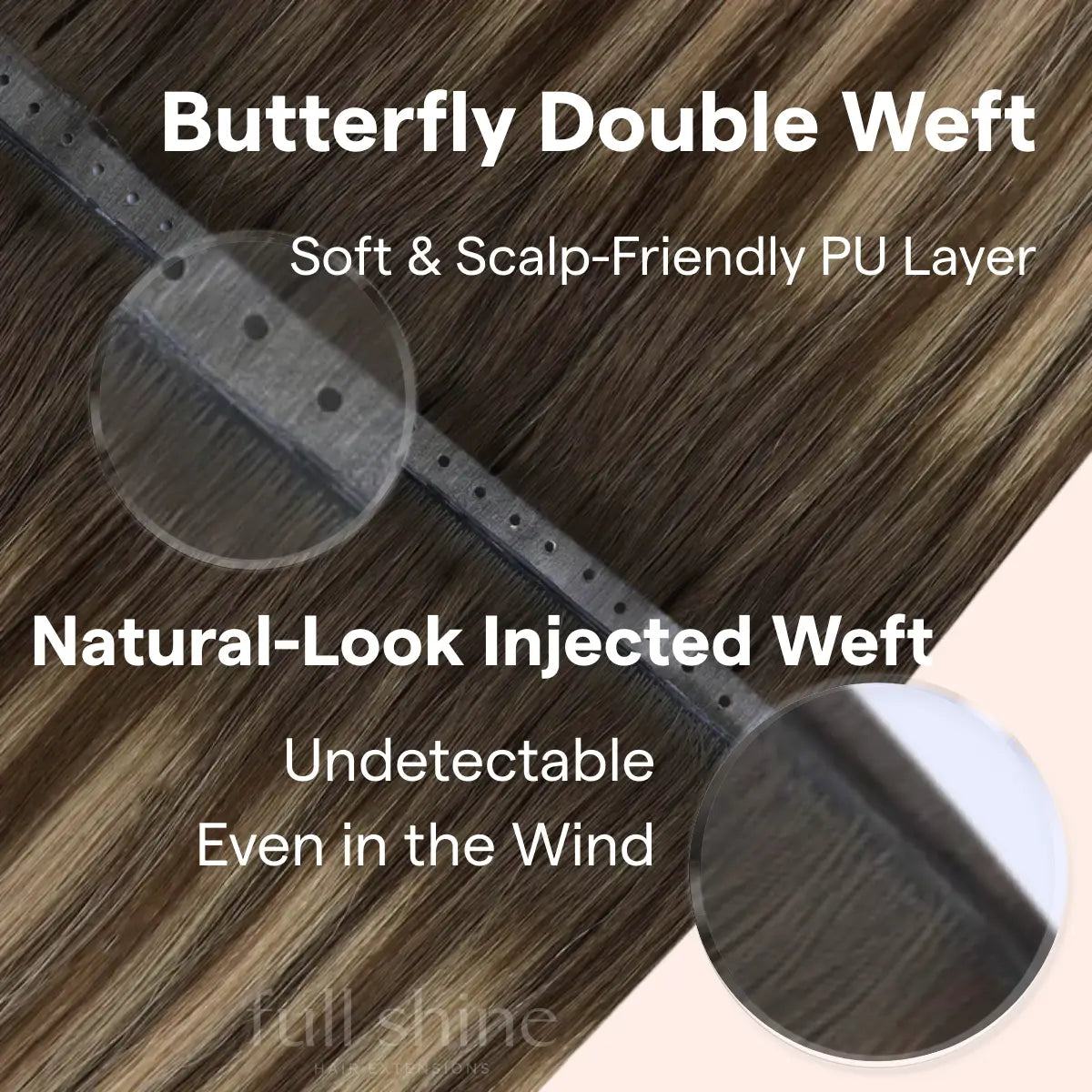  Fullshine Virgin Hair Balayage Brown and Blonde Highlights, Seamless Weft, 24 Inches, 100% Real Human Hair, Rich Brown Balayage, Soft Blonde Highlights, Smooth Texture, Natural Movement, Lightweight, Full Volume, Tangle-Free, Healthy Hair, Non-Shedding, Long-Lasting Shine, Effortless Style, Comfortable Fit