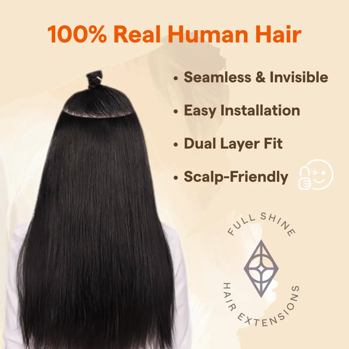 Fullshine Virgin Hair Extensions, Off Black Color, 18 Inches, Real Human Hair, Seamless Weft, Smooth Texture, Long-lasting, Comfortable Fit, Tangle-Free, Non-Shedding, High-Quality, Healthy Hair, Soft, Lightweight, Natural Look, Easy Installation