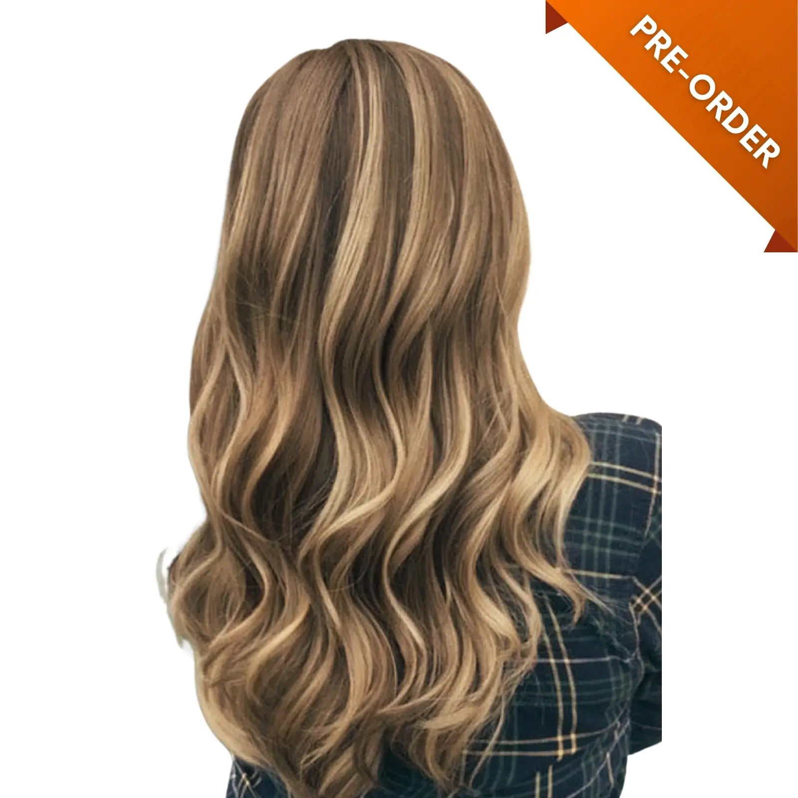 Fullshine Virgin Hair XO Invisible Weft in Brown with Blonde Highlights adds natural-looking volume and effortless style.