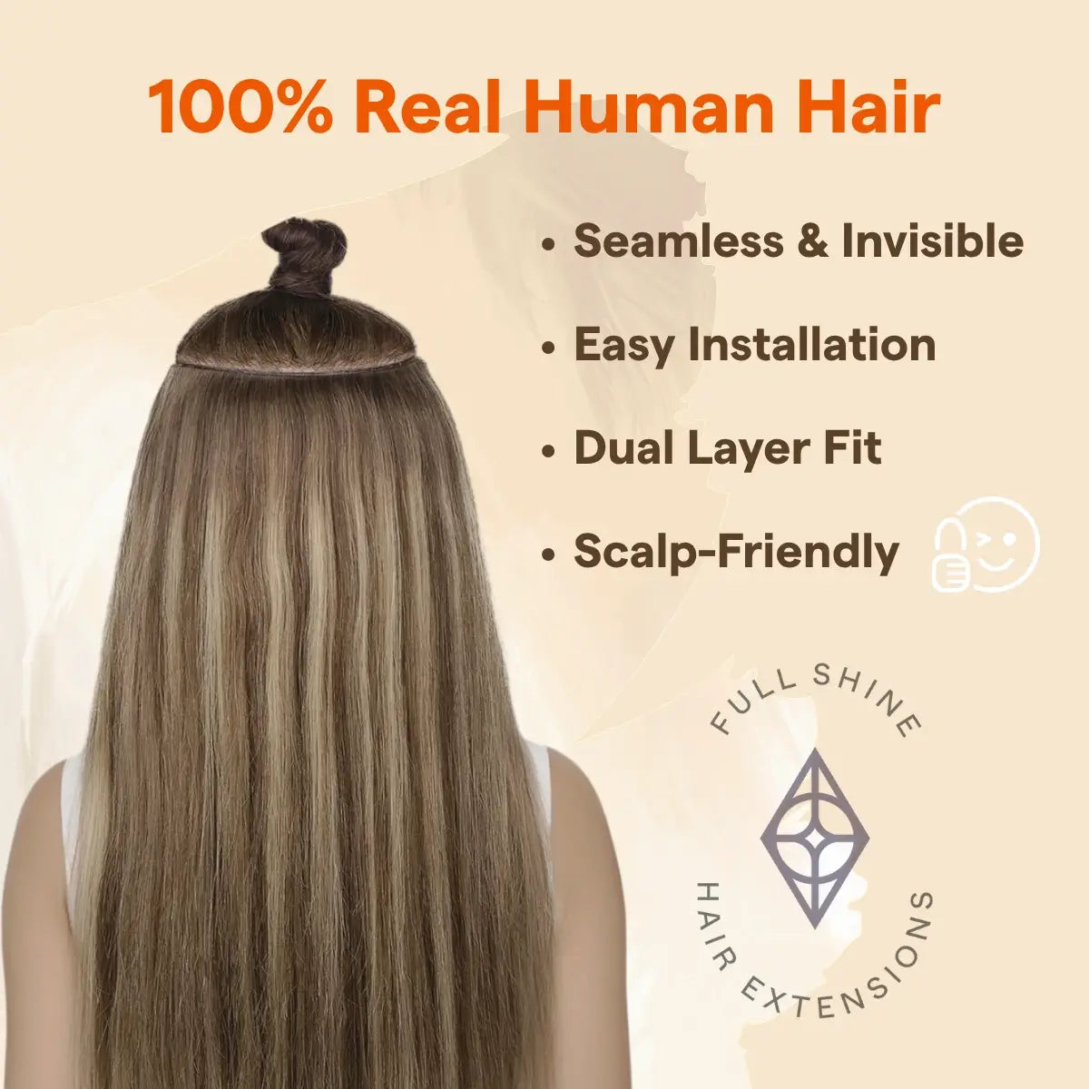  Fullshine Virgin Hair Balayage Brown and Blonde Highlights, Seamless Weft, 24 Inches, 100% Real Human Hair, Rich Brown Balayage, Soft Blonde Highlights, Smooth Texture, Natural Movement, Lightweight, Full Volume, Tangle-Free, Healthy Hair, Non-Shedding, Long-Lasting Shine, Effortless Style, Comfortable Fit