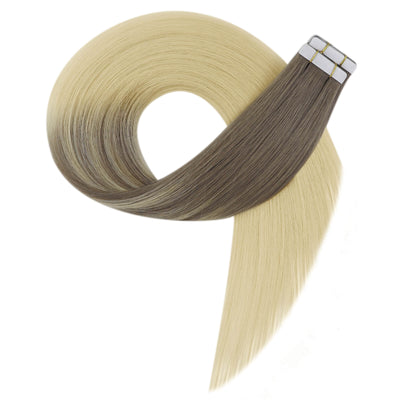 Full Shine Virgin Tape in Extensions 100% Human Hair Balayage Blonde #8/60