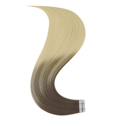 Full Shine Virgin Tape in Extensions 100% Human Hair Balayage Blonde #8/60