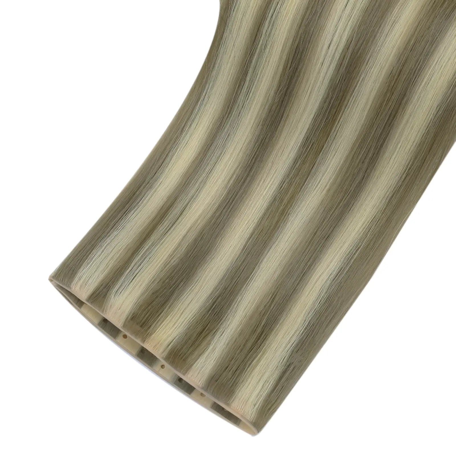 Fullshine, Real Hair Extensions, Golden Blonde Highlights, Blend, 18 Inches, Virgin Hair, High-Quality, Seamless Weft, Comfortable Fit, Natural Hair, Easy Installation