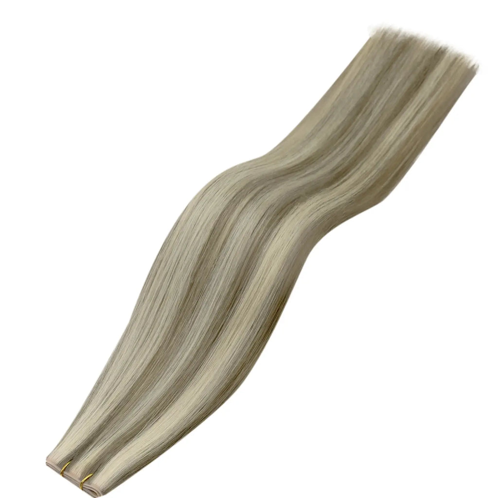 Virgin XO Invisible Weft with PU Hole Hair Extensions Blonde Highlights #P8/60
