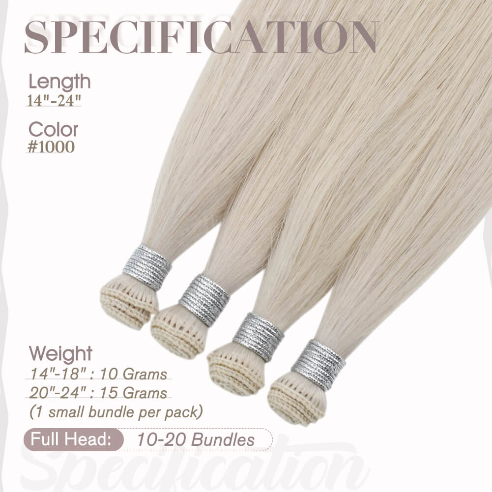 16 inch hand tied extension 100% virgin hair sew in extensions blonde human hair extensions