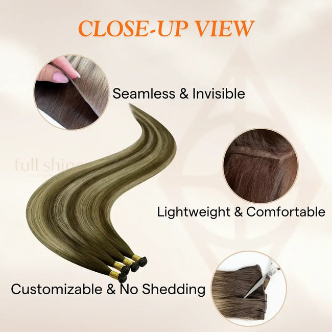 Virgin Genius Weft Hair Extensions Balayage Highlights #4/8/27/4