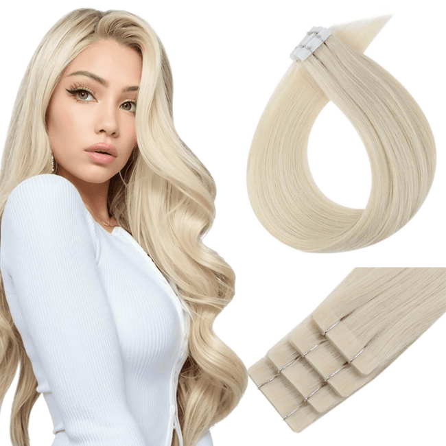 Full Shine Virgin Injection Tape in Hair Extensions Bleach Blonde #60