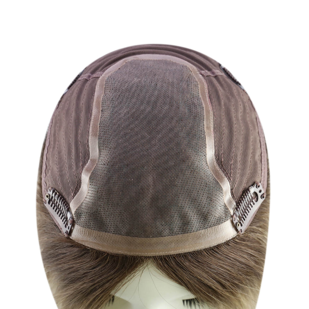 Virgin Human Hair Topper with a large base size of 6x7 inches, ensuring ample coverage and a comfortable fit for long-lasting wear.