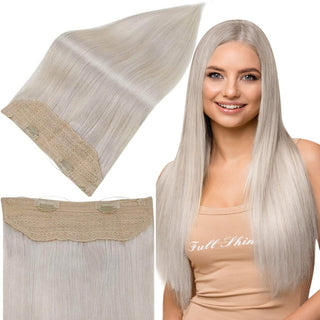 Full Shine Halo Real Human Hair Extensions Ice Blonde (#1000)
