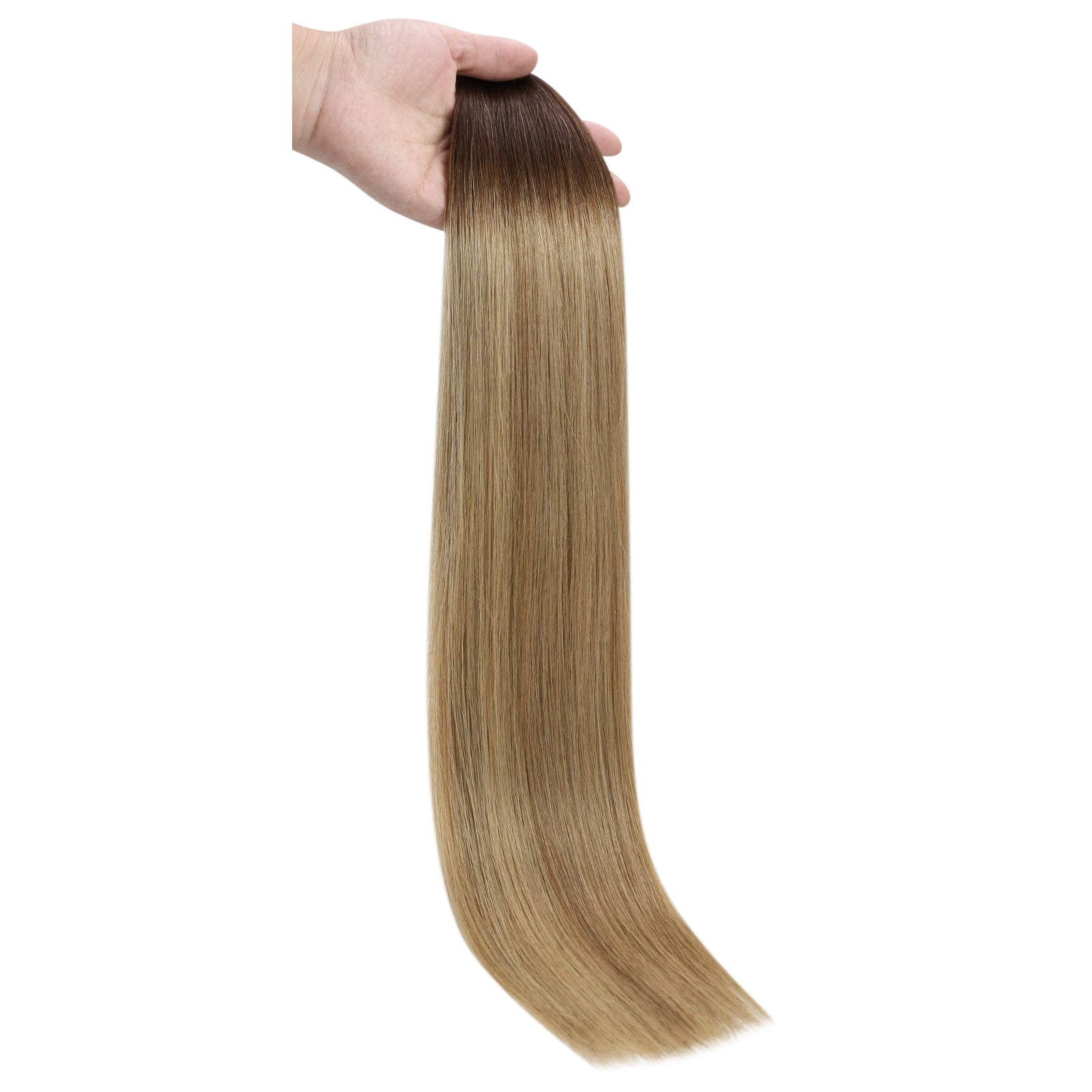 Full Shine Flat Silk Weft Virgin Sew In Human Hair Extensions Balayage(#3/8/22)