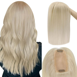 Full Shine Lace Wig Toppers 3*5 Inch Lace Base Hairpiece For Women Pure Color #60 Blonde