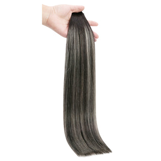 Full Shine Tape in Hair Extensions 100% Virgin Human Hair Balayage Highlights (#1B/Silver/1B)