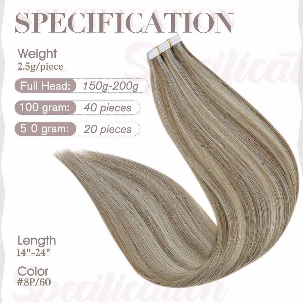 platinum blonde tape in hair extensions