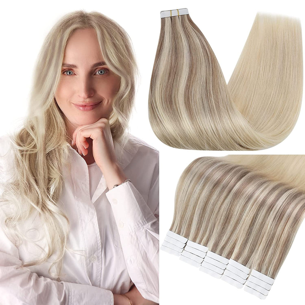 Full Shine Tape in Hair Extensions Remy Human Hair Balayage (#18/22/60)