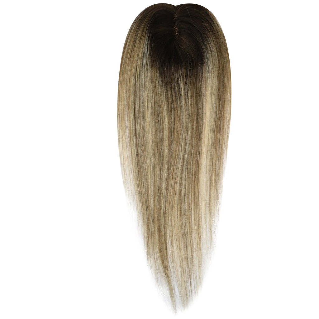 Full Shine Lace Wig Toppers 3*5 Inch Lace Base Hairpiece For Women Balayage #3/8/22