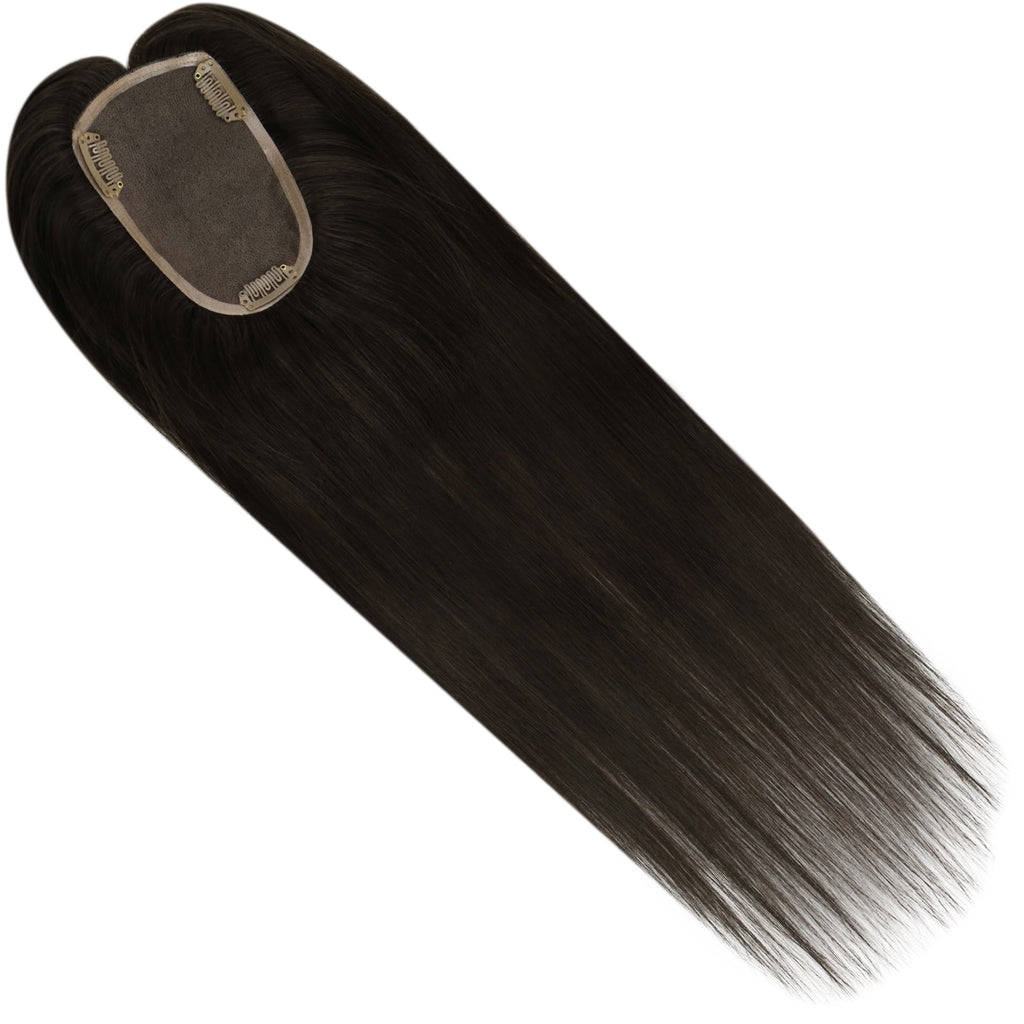 Full Shine Lace Wig Toppers 3*5 Inch Lace Base Hairpiece For Women Pure Color #2 Darkest Brown