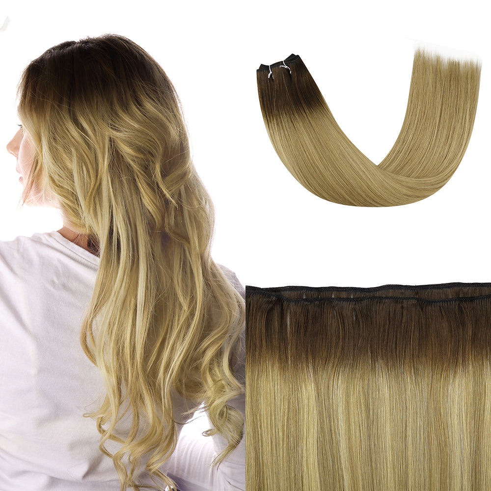 Full Shine Virgin Weft Brazilian 100% Human Hair Sew In Bundles Balayage Highlights (#3/8/22)