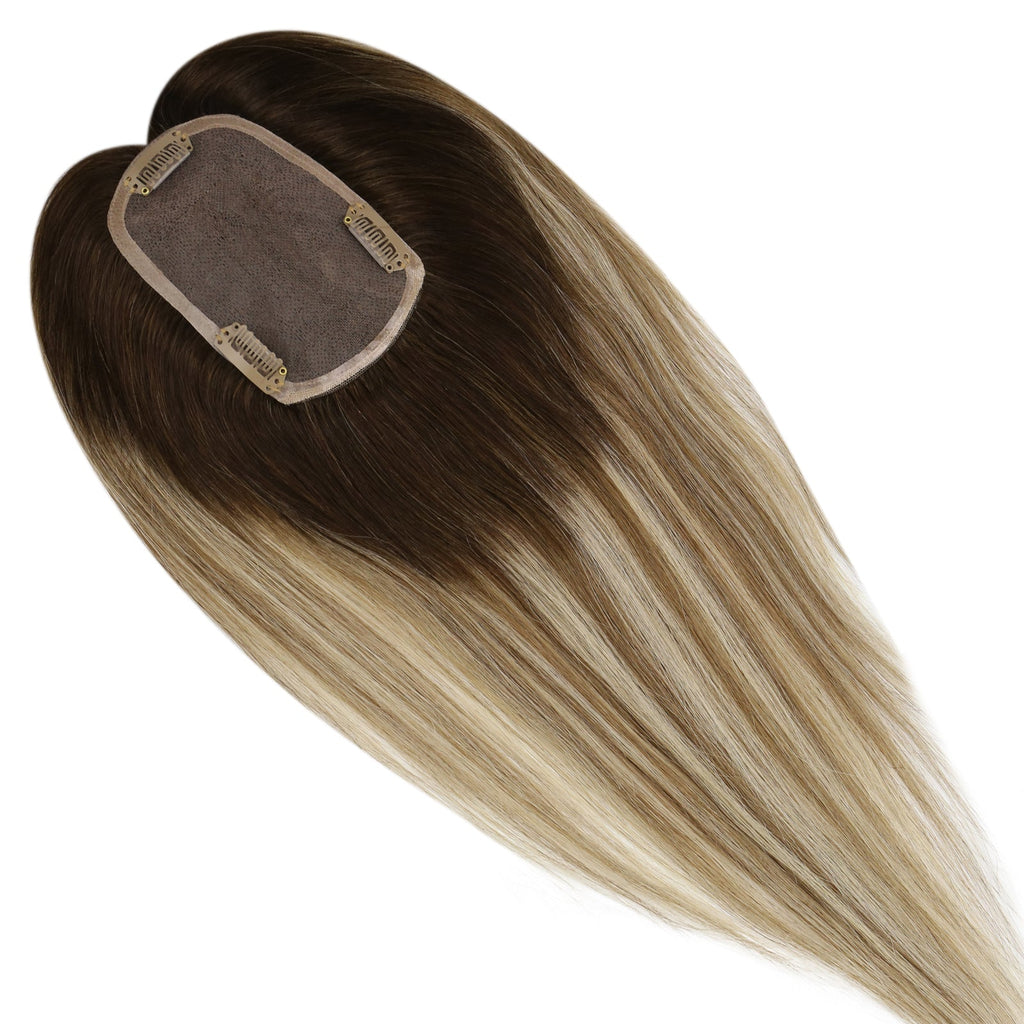 Full Shine Lace Wig Toppers 3*5 Inch Lace Base Hairpiece For Women Balayage #3/8/22