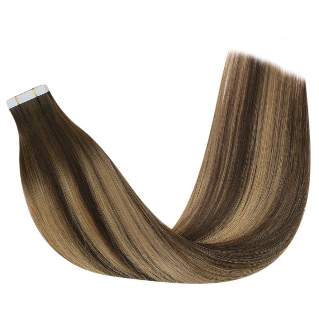 Full Shine Tape in Hair Extensions 100% Virgin Human Hair Balayage (#BM)