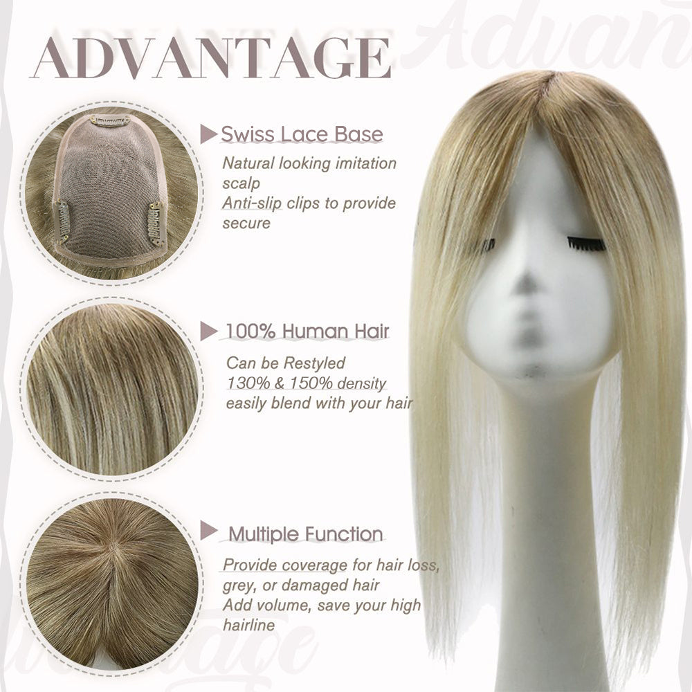 Full Shine Lace Wig Toppers 3*5 Inch Lace Base Hairpiece For Women #10/613