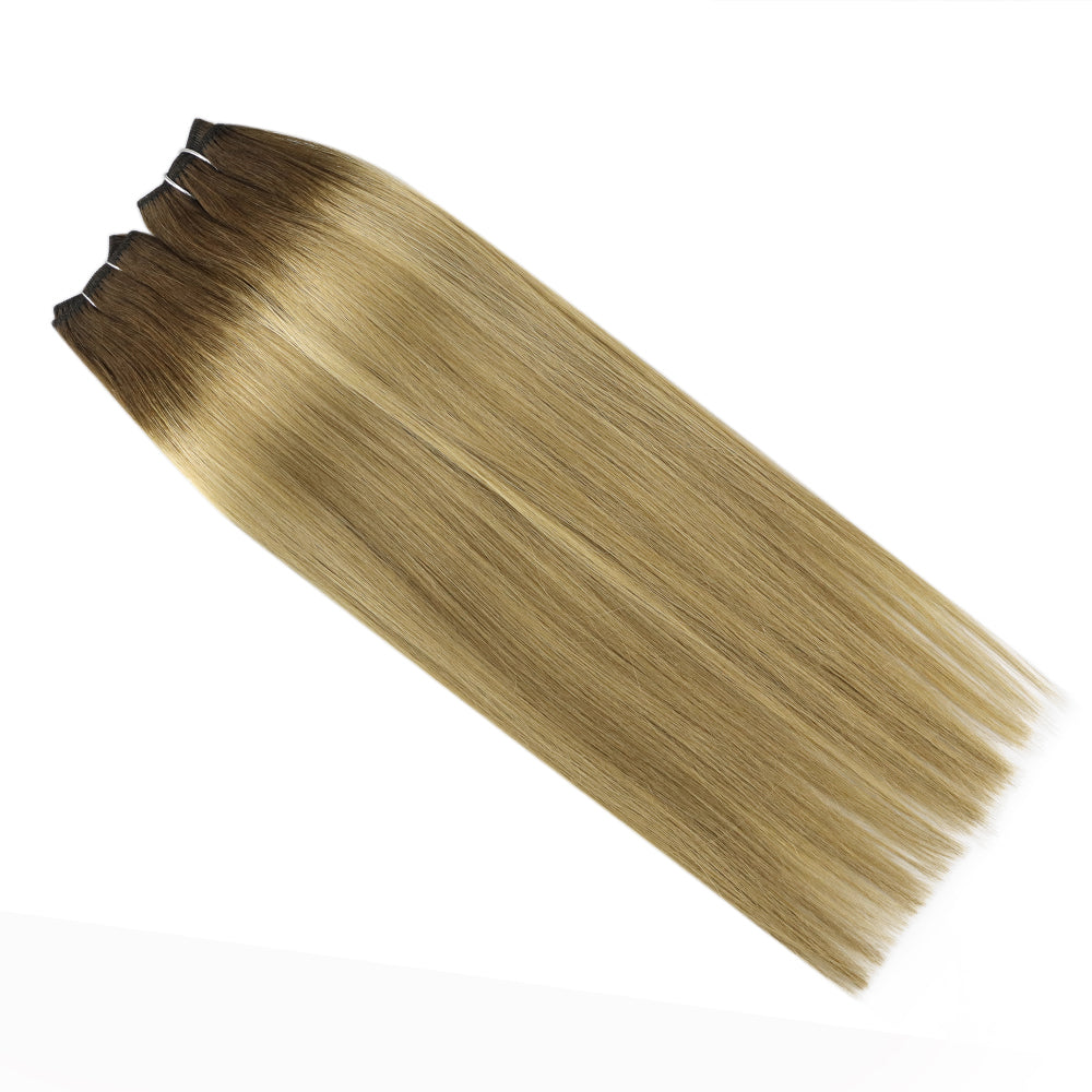 Full Shine Virgin Weft Brazilian 100% Human Hair Sew In Bundles Balayage Highlights (#3/8/22)
