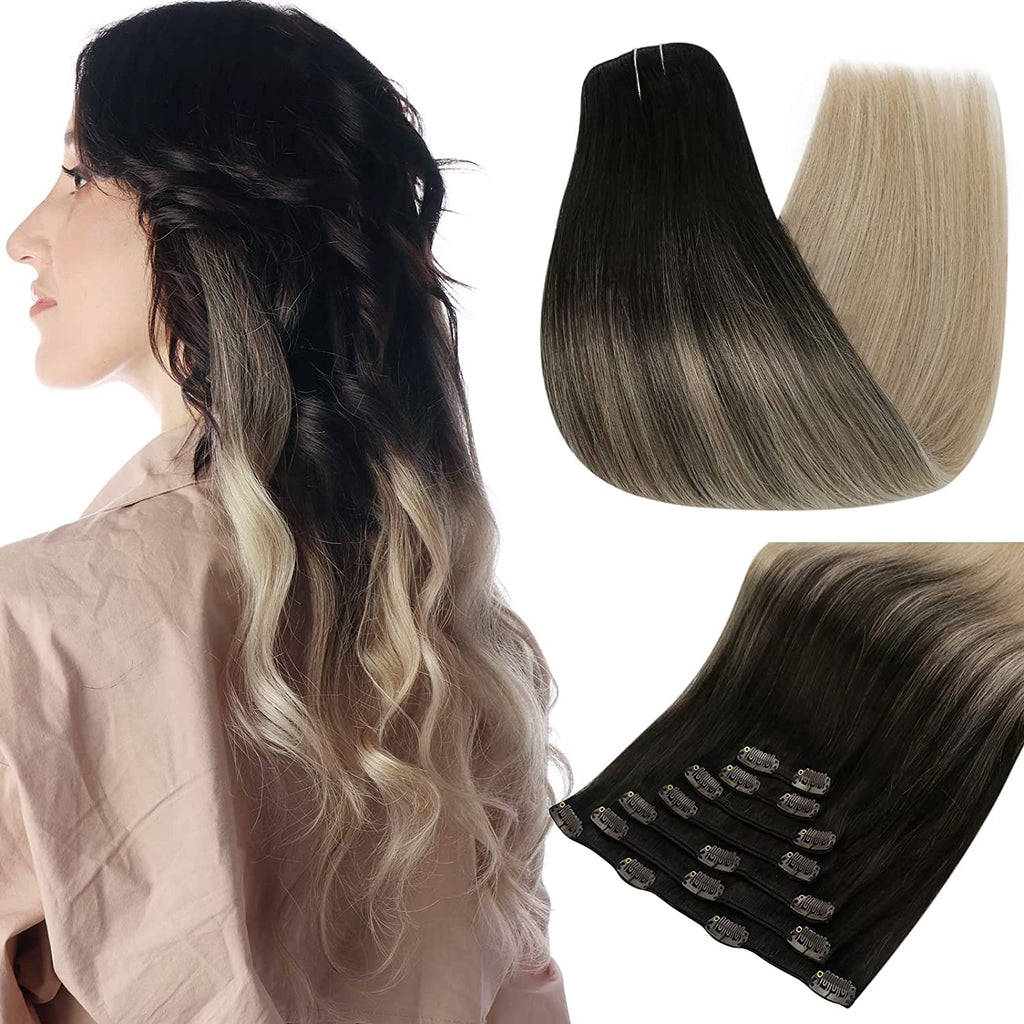 Full Shine Clip in Extensions 100% Remy Human Hair Balayage (#2/18/60)