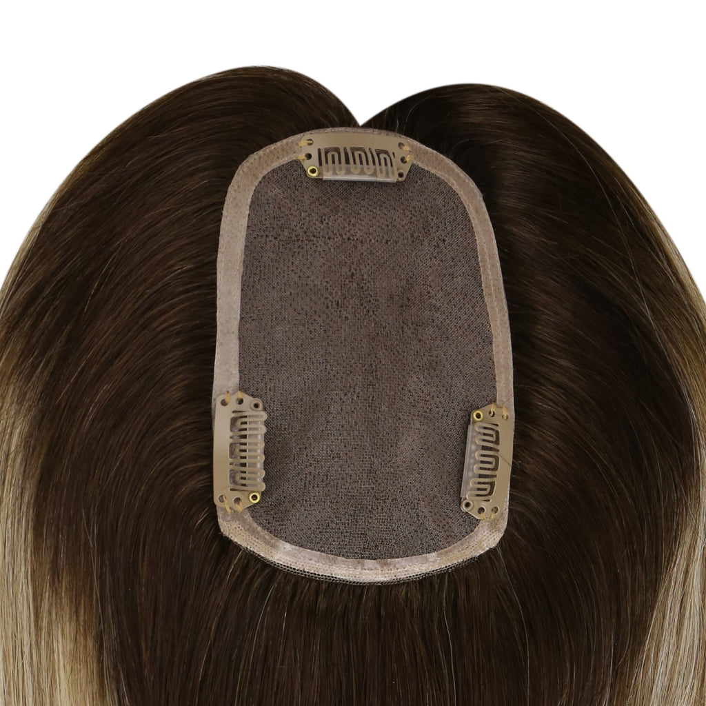 Full Shine Lace Wig Toppers 3*5 Inch Lace Base Hairpiece For Women Balayage #3/8/22