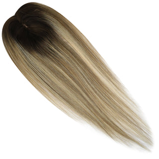 Full Shine Lace Wig Toppers 3*5 Inch Lace Base Hairpiece For Women Balayage #3/8/22