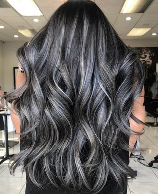 Full Shine Tape in Hair Extensions 100% Virgin Human Hair Balayage Highlights (#1B/Silver/1B)