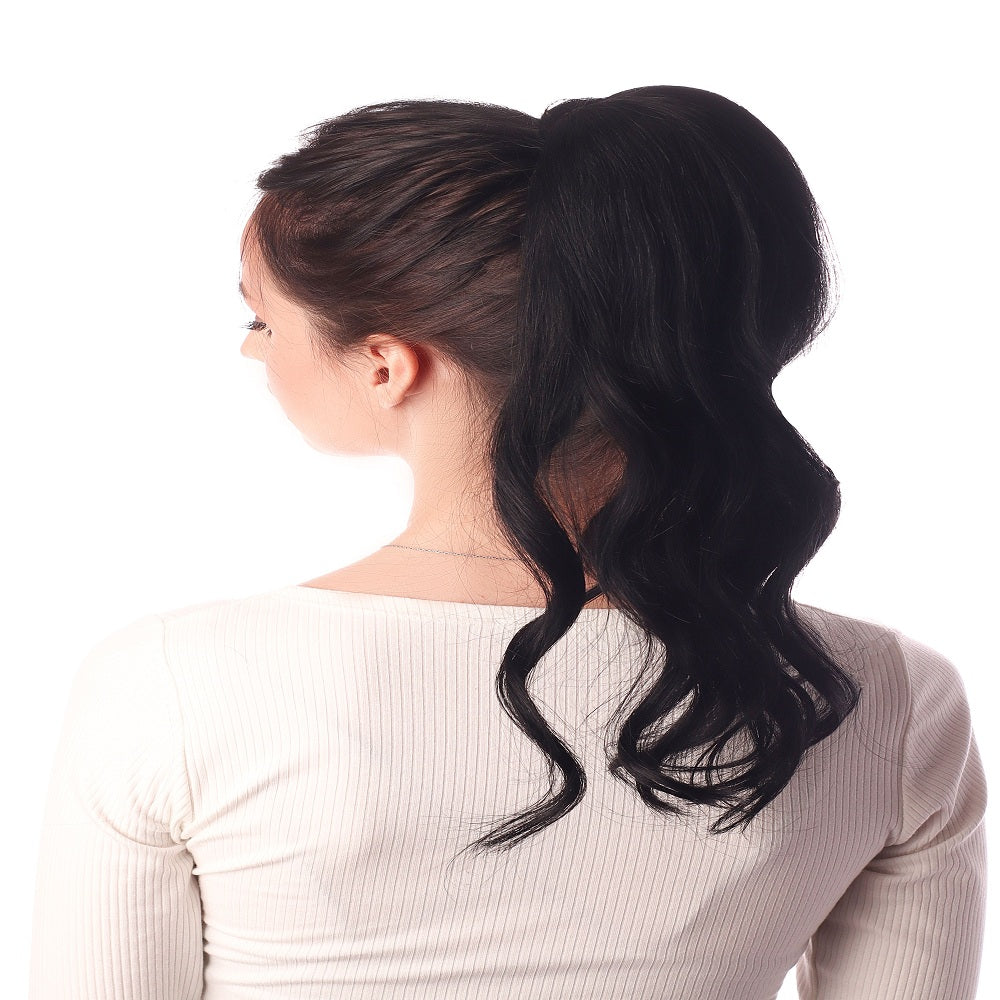 Full Shine 100% Human Hair Ponytail Extensions Jet Black (#1)