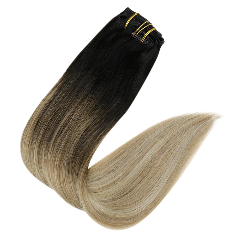 balayage extensions clip in human hair