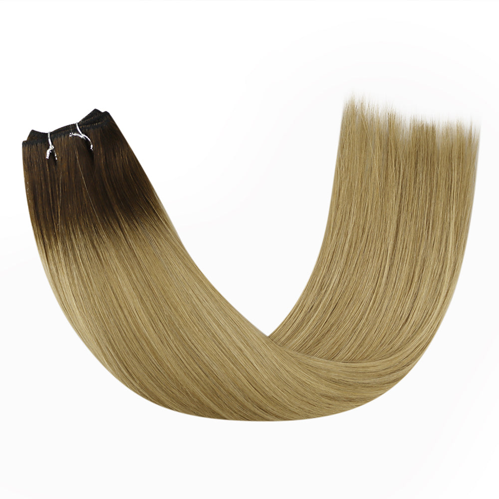 Full Shine Virgin Weft Brazilian 100% Human Hair Sew In Bundles Balayage Highlights (#3/8/22)