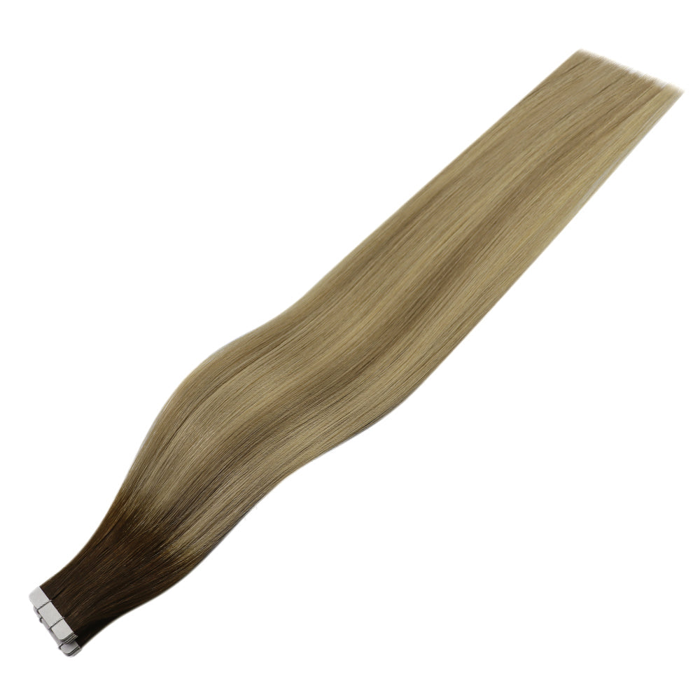 Full Shine Tape in Hair Extensions 100% Virgin Human Hair Balayage (#3/8/22)