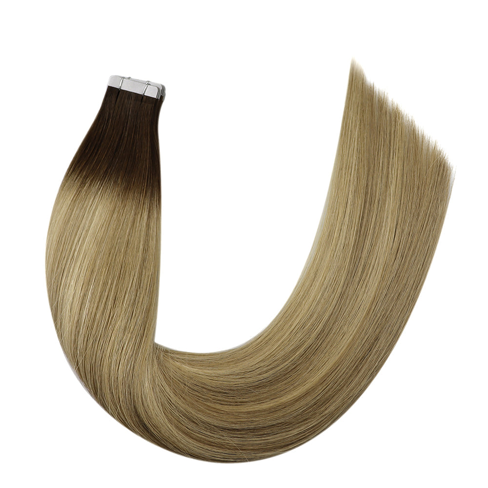 Full Shine Tape in Hair Extensions 100% Virgin Human Hair Balayage (#3/8/22)