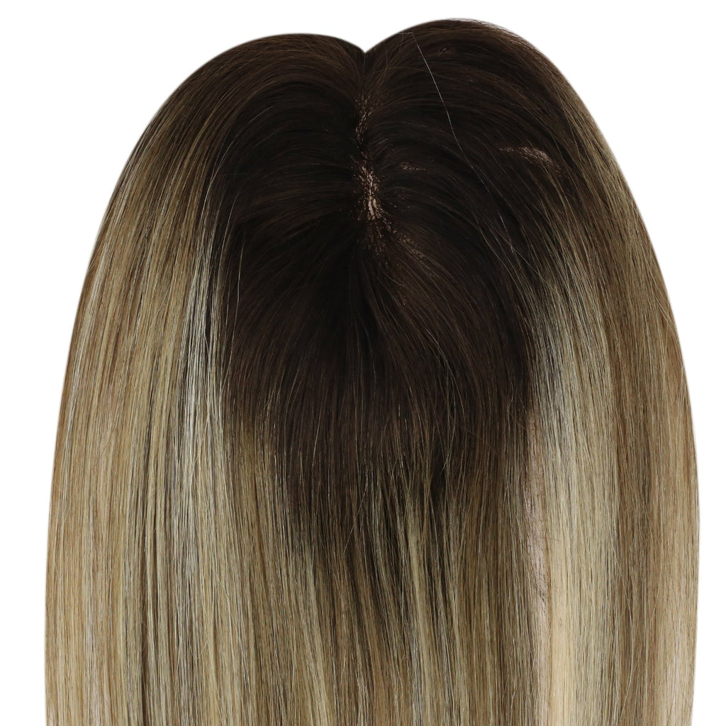 Full Shine Lace Wig Toppers 3*5 Inch Lace Base Hairpiece For Women Balayage #3/8/22