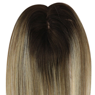 Full Shine Lace Wig Toppers 3*5 Inch Lace Base Hairpiece For Women Balayage #3/8/22