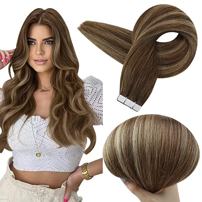 Balayage Highlights Tape in Hair Extensions 100% Remy Human Hair (#4/27/4)