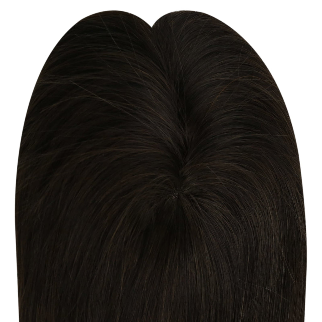 Full Shine Lace Wig Toppers 3*5 Inch Lace Base Hairpiece For Women Pure Color #2 Darkest Brown
