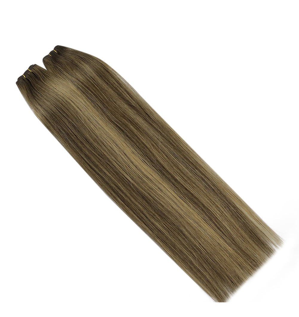 Full Shine Virgin Weft Brazilian 100% Human Hair Sew In Bundles Balayage Highlights (#BM)